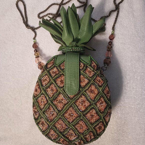 Mary Frances Pineapple Punch Yellow Green Beaded Fruit Bag. - Picture 1 of 5